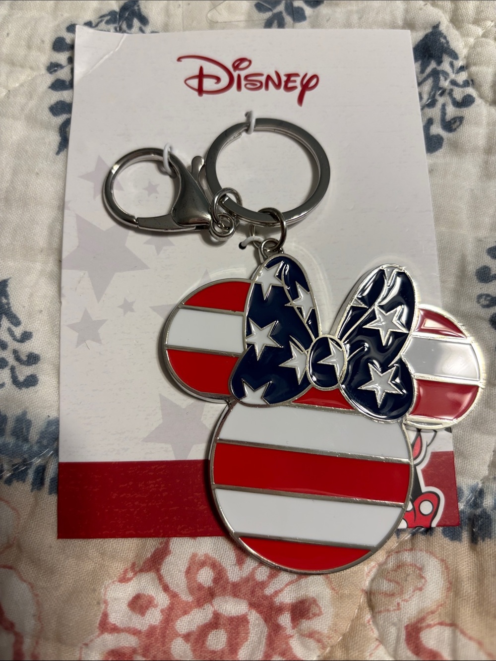 Disney Minnie Mouse Patriotic Keychain — Red, White & Blue